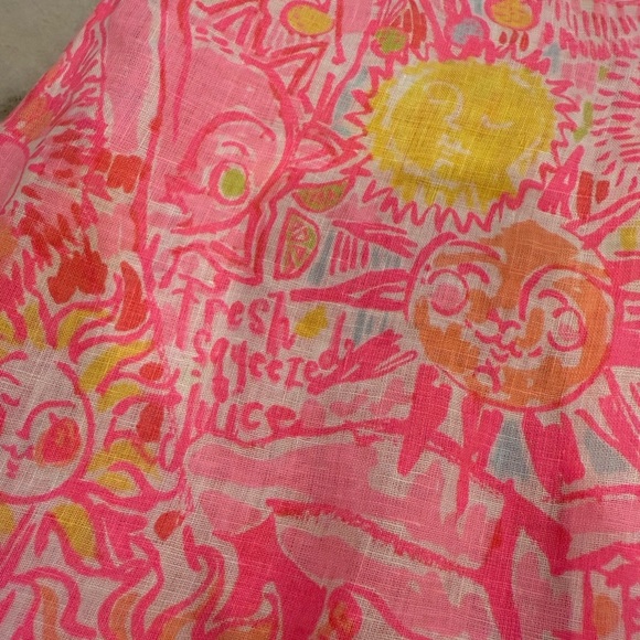 Lilly Pulitzer Sleeveless Dress Size Small Pink Yellow Linen Sundress - Picture 10 of 11